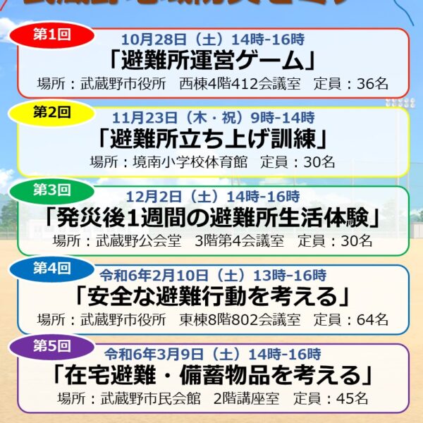 武蔵野地域防災セミナー開催のお知らせ